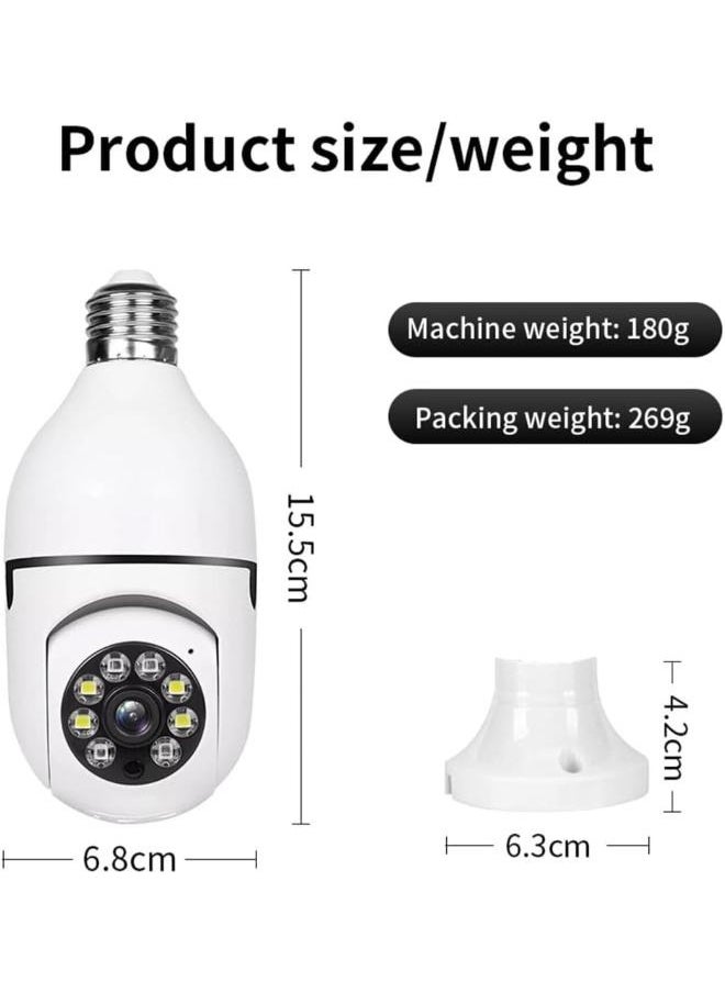 Executive LLC - (Pck of 2)360 Degree Security Cameras Wireless Outdoor 2.4GHz  5GHz WiFi Light Bulb Camera 1080p Indoor for Home Camera System Motion Detection Two-Way Audio - Image 1