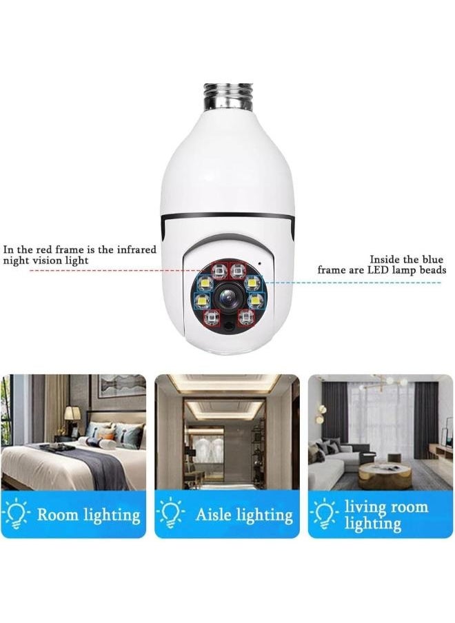 Executive LLC - (Pck of 2)360 Degree Security Cameras Wireless Outdoor 2.4GHz  5GHz WiFi Light Bulb Camera 1080p Indoor for Home Camera System Motion Detection Two-Way Audio - Image 1