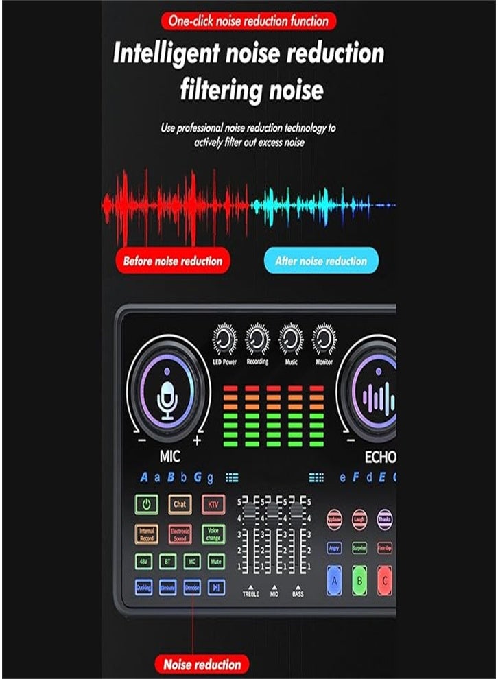 Tiktok live singing dedicated, music mixer, professional 48V live sound card, mobile phone sound card (black)  - Image 4
