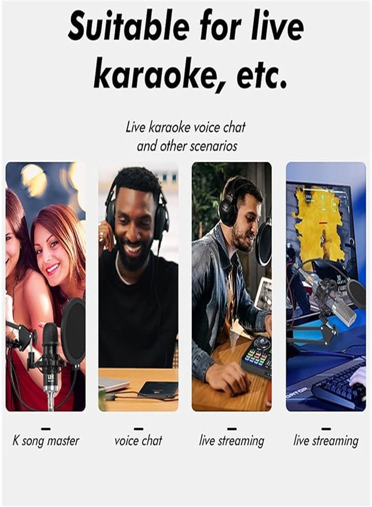 Tiktok live singing dedicated, music mixer, professional 48V live sound card, mobile phone sound card (black)  - Image 2