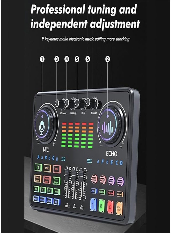 Tiktok live singing dedicated, music mixer, professional 48V live sound card, mobile phone sound card (black)  - Image 3