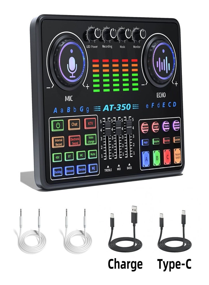 Tiktok live singing dedicated, music mixer, professional 48V live sound card, mobile phone sound card (black)  - Image 1
