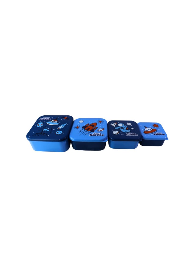 SMILY KIDDOS Smily Kiddos 4 in 1 Container - Space Theme Microwave Safe Food Storage Lunch Box Freezer & Dishwasher Safe Removable Compartment Food Containers  - Image 5