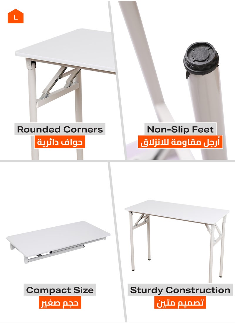 LAWAZIM Foldable Table - White - Compact Folding Desk with Non-Slip Feet, Lightweight and Durable Design, Multi-Purpose for Home Office, Study, Dining, and Small Spaces, (No Assembly Required)  - Image 4