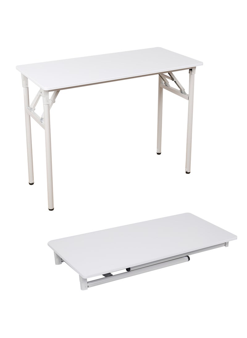 LAWAZIM Foldable Table - White - Compact Folding Desk with Non-Slip Feet, Lightweight and Durable Design, Multi-Purpose for Home Office, Study, Dining, and Small Spaces, (No Assembly Required)  - Image 2