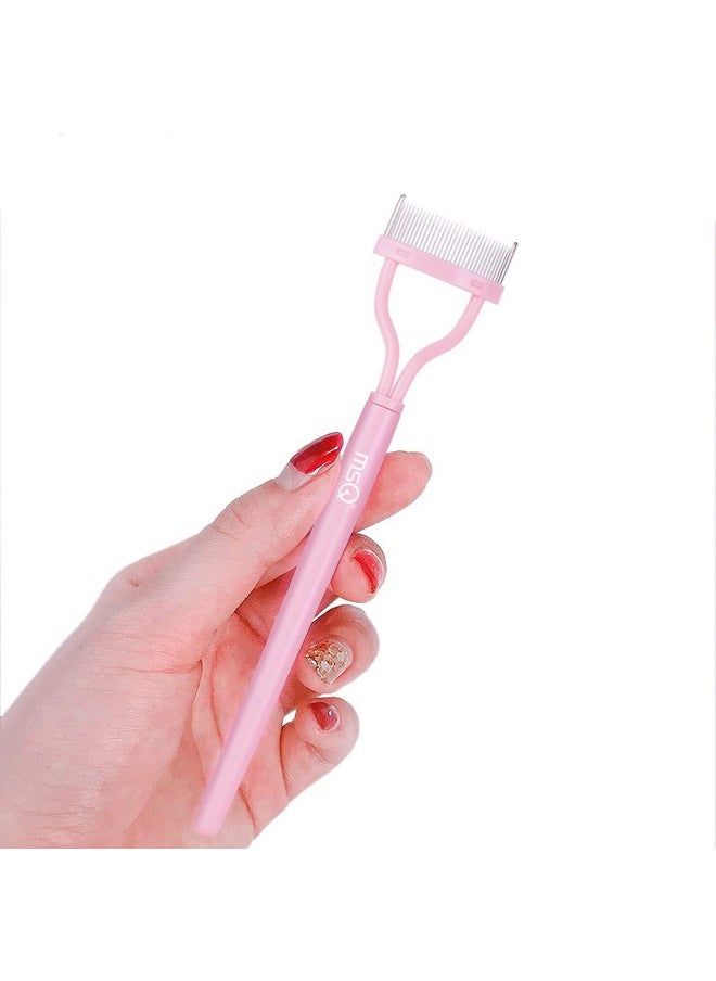 MSQ Eyelash Comb Separator MSQ Eyelash Mascara Brush and Comb Lash Separator With Comb Cover Arc Designed Cosmetic Brushes Tool Pink (1PCS)  - Image 2