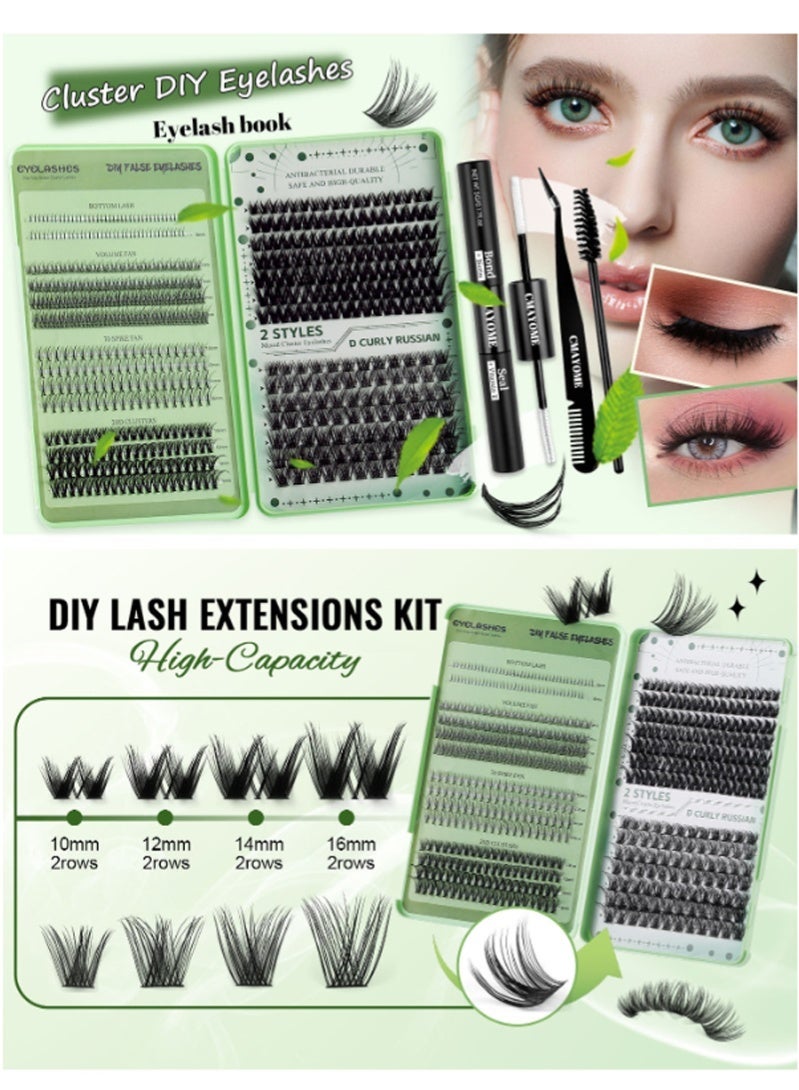 551 Clusters False Lashes DIY Eyelash Extension Kit，4 Styles DIY Eyelash Extension Kit ，Lash Clusters Kit ，10-16mm Mixed Individual Lashes Cluster，Segmented False Eyelashes, Thick Eyelashes - Image 2