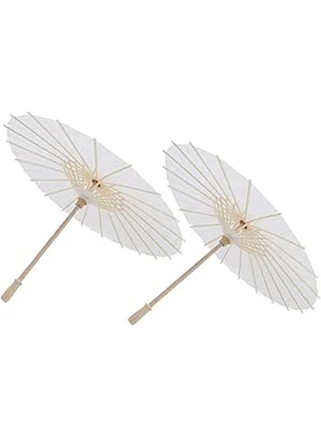 White Paper Oil Painting Umbrella Chinese Style Parasol 2PCS Photography Props - Image 1
