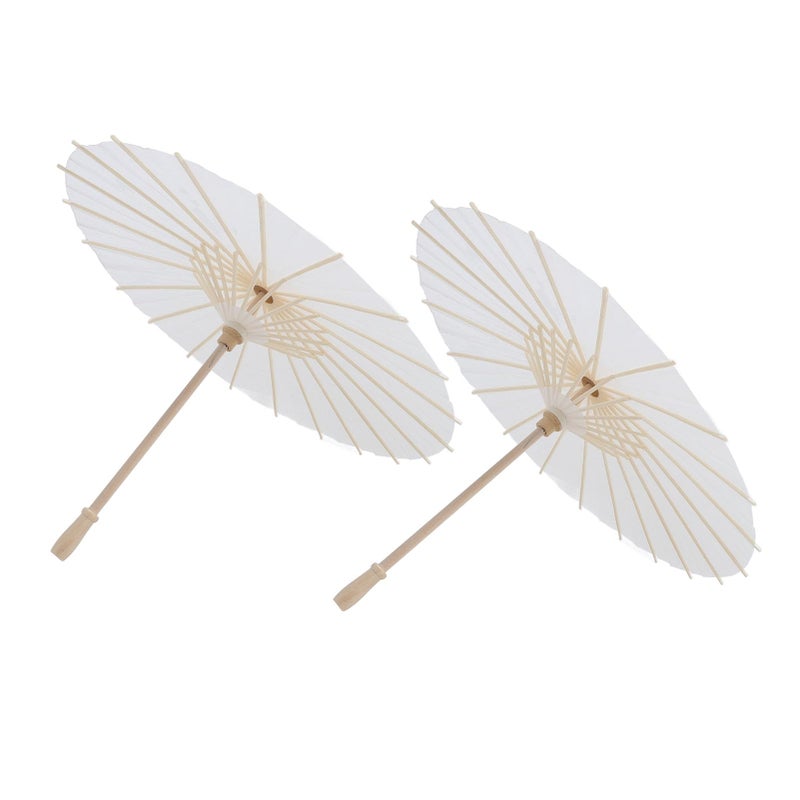 White Paper Oil Painting Umbrella Chinese Style Parasol 2PCS Photography Props - Image 2