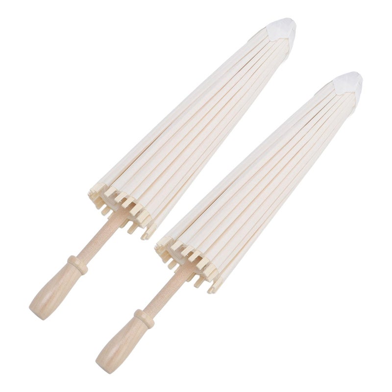 White Paper Oil Painting Umbrella Chinese Style Parasol 2PCS Photography Props - Image 5