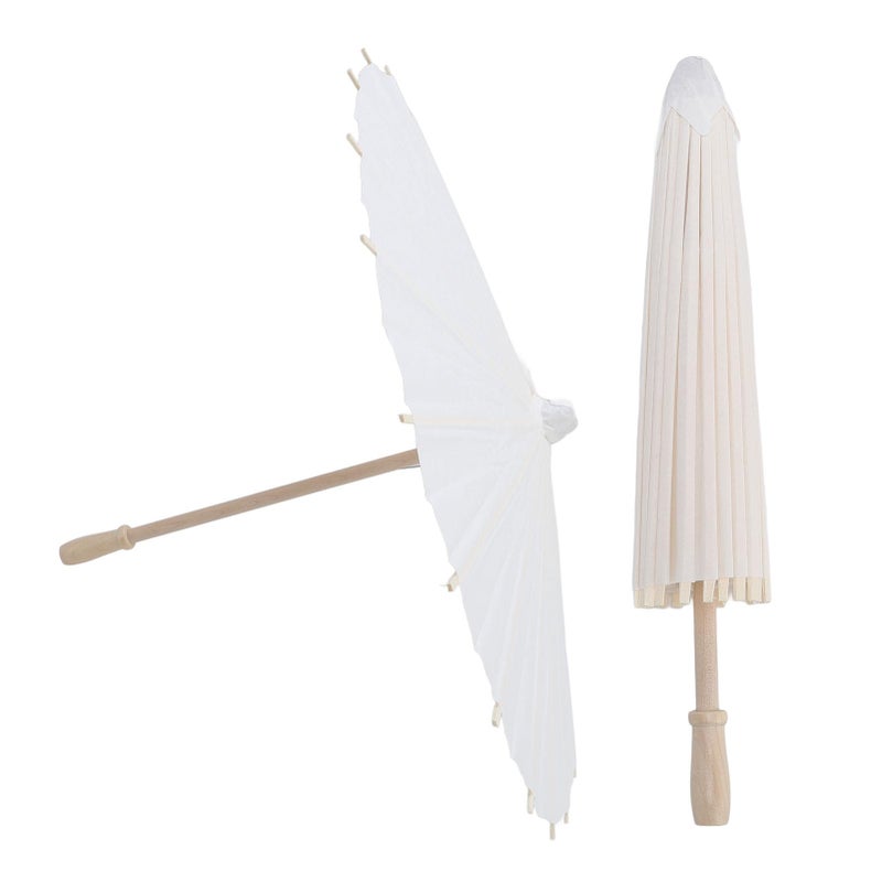 White Paper Oil Painting Umbrella Chinese Style Parasol 2PCS Photography Props - Image 3