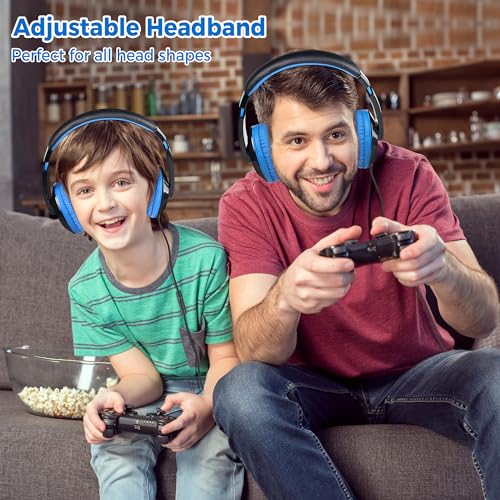 rockpapa Comfort+ Kids Headphones with Microphone, Boys Girls Student Over-Ear Headphones Wired for School Classroom Laptop PC Computer Tablet Black Blue - Image 5