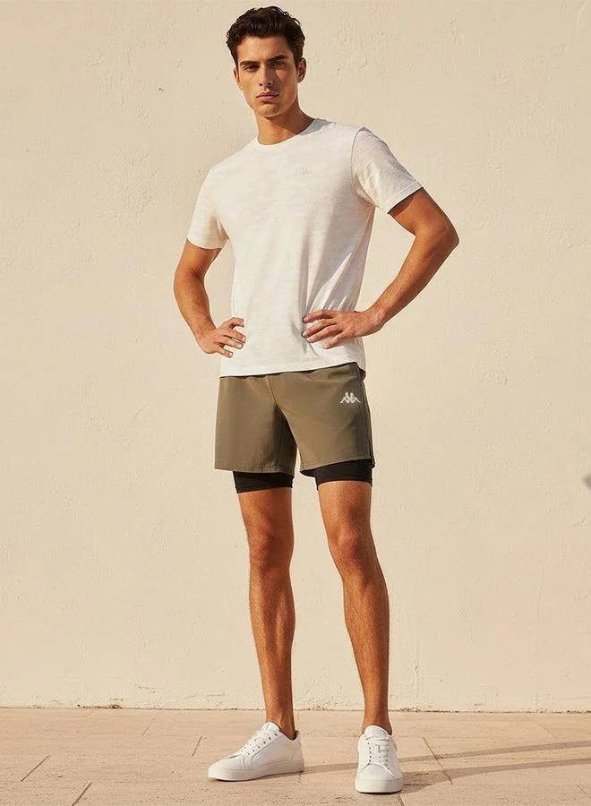 Kappa GREEN Kappa 2 Way Stretch Shorts with Inner Liner for Men | Best Price UAE
