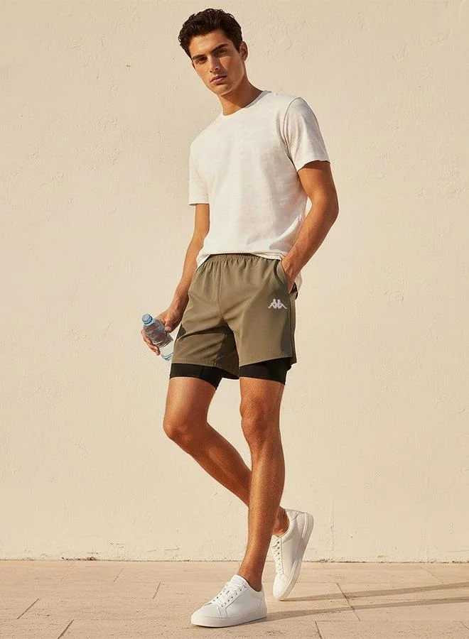 Kappa GREEN Kappa 2 Way Stretch Shorts with Inner Liner for Men | Best Price UAE