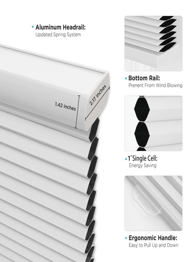 Joydeco Cellular Shades, Cordless Blackout Shades for Indoor Windows, Honeycomb Blinds for Thermal Insulation & Noise Reduction (White, 24" W x 48" H) - Image 2