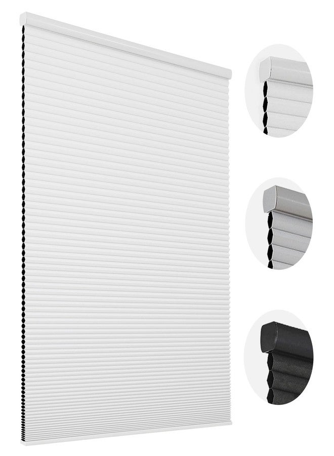 Joydeco Cellular Shades, Cordless Blackout Shades for Indoor Windows, Honeycomb Blinds for Thermal Insulation & Noise Reduction (White, 24" W x 48" H) - Image 1