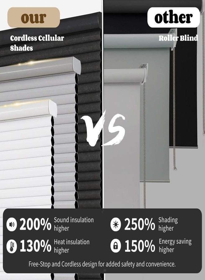 Joydeco Cellular Shades, Cordless Blackout Shades for Indoor Windows, Honeycomb Blinds for Thermal Insulation & Noise Reduction (White, 24" W x 48" H) - Image 3