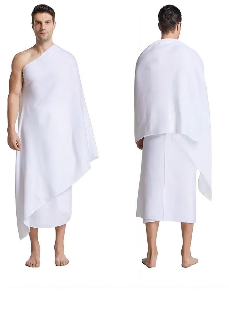 Ucanbe 2-Pack Islamic Men’s Bath Towels – Soft Ihram / Ahram Pilgrimage Towels, Highly Absorbent Ritual Towels for Hajj & Umrah, Comfortable Lightweight White Towels - Image 5