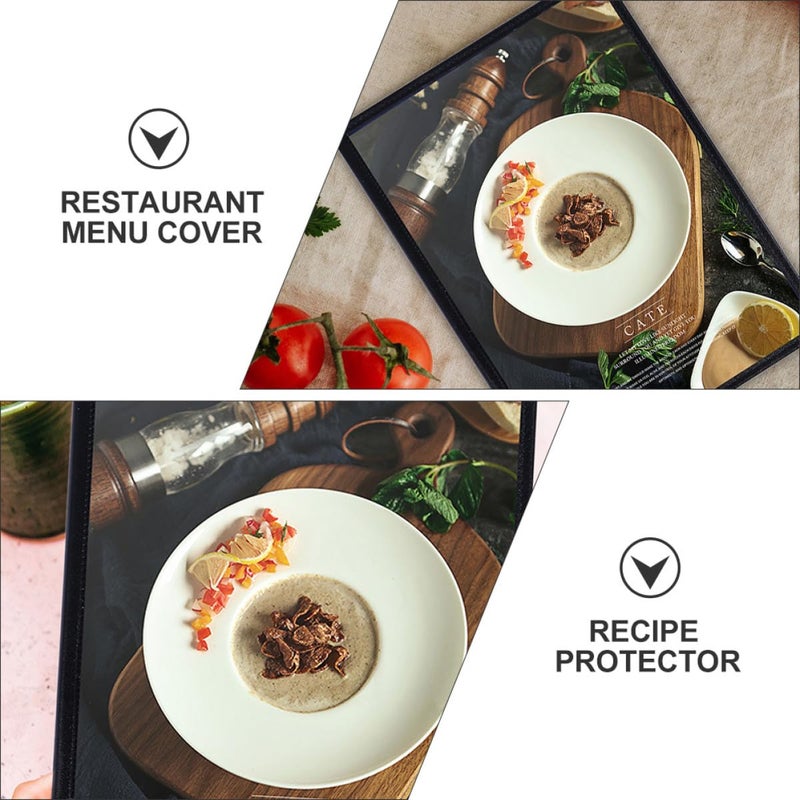 A4 PVC Waterproof Menu Covers 2PCS Protective Holders For Restaurant Bar Cafe - Image 4