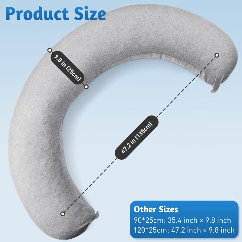 SweetSlubr Pregnancy Pillows for Sleeping, C-Shaped Maternity Pillow for Pregnant Women with Adjustable Firmness, Body Pillow, Full Body Support for Side Sleepers, Head, Neck, Belly, 53.2â€™â€™ x 9.8â€™â€™ - Image 2