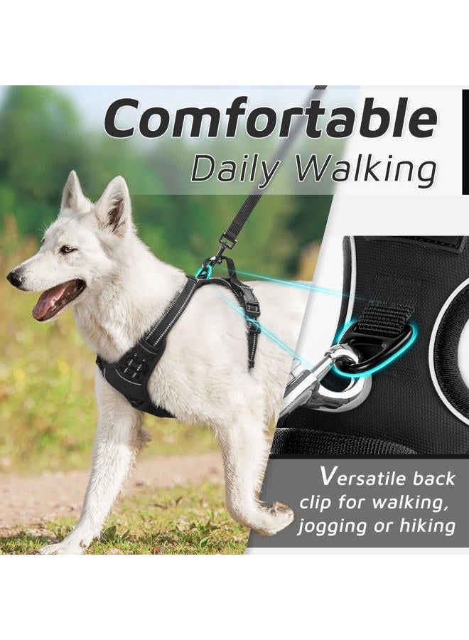 Eagloo Dog Harness Medium Sized Dog, No Pull Service Vest with Reflective Strips and Control Handle, Adjustable and Comfortable for Easy Walking, No Choke Pet Harness with 2 Metal Rings, Black, M  - Image 4