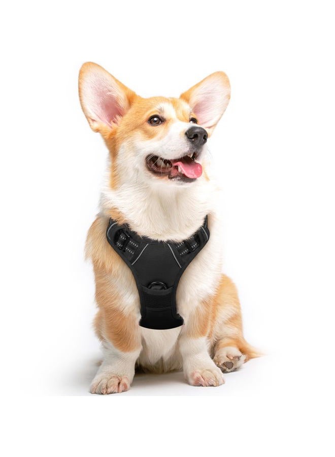 Eagloo Dog Harness Medium Sized Dog, No Pull Service Vest with Reflective Strips and Control Handle, Adjustable and Comfortable for Easy Walking, No Choke Pet Harness with 2 Metal Rings, Black, M  - Image 1