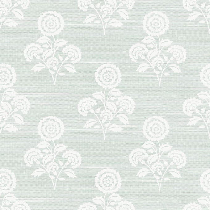 FLOURISH BLOCK PRINT WHISPER BLUE FAUX GRASSCLOTH PEEL AND STICK WALLPAPER SSS6310
