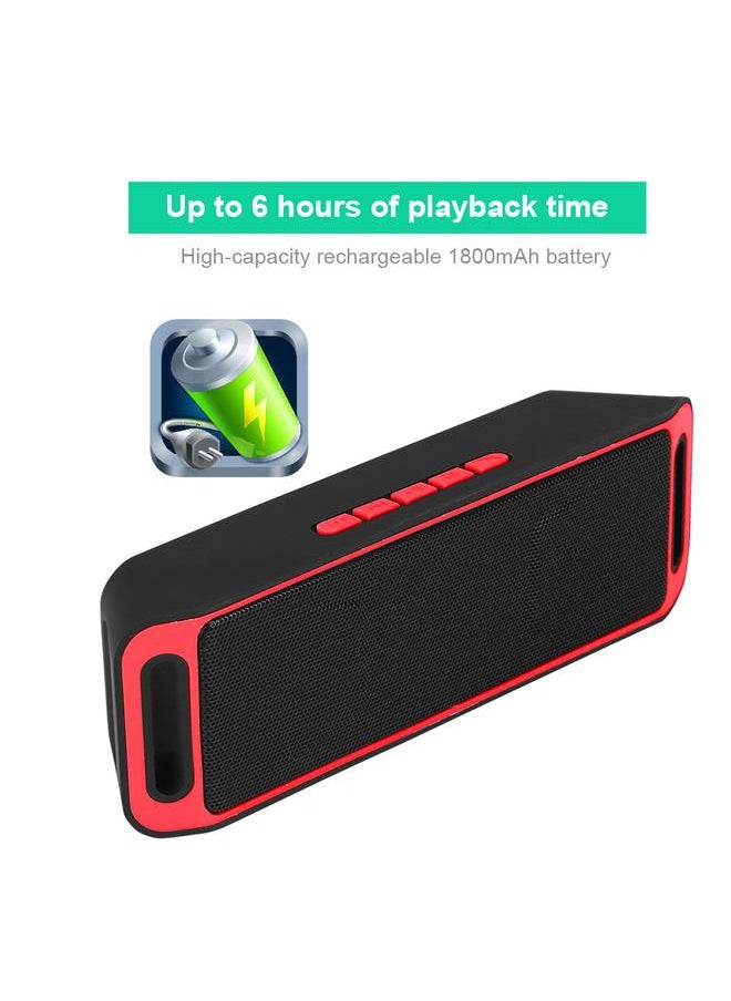 Portable Mini Outdoor Wireless Bluetooth  Speaker USB FM TF Card Built-in Mic Handsfree Red