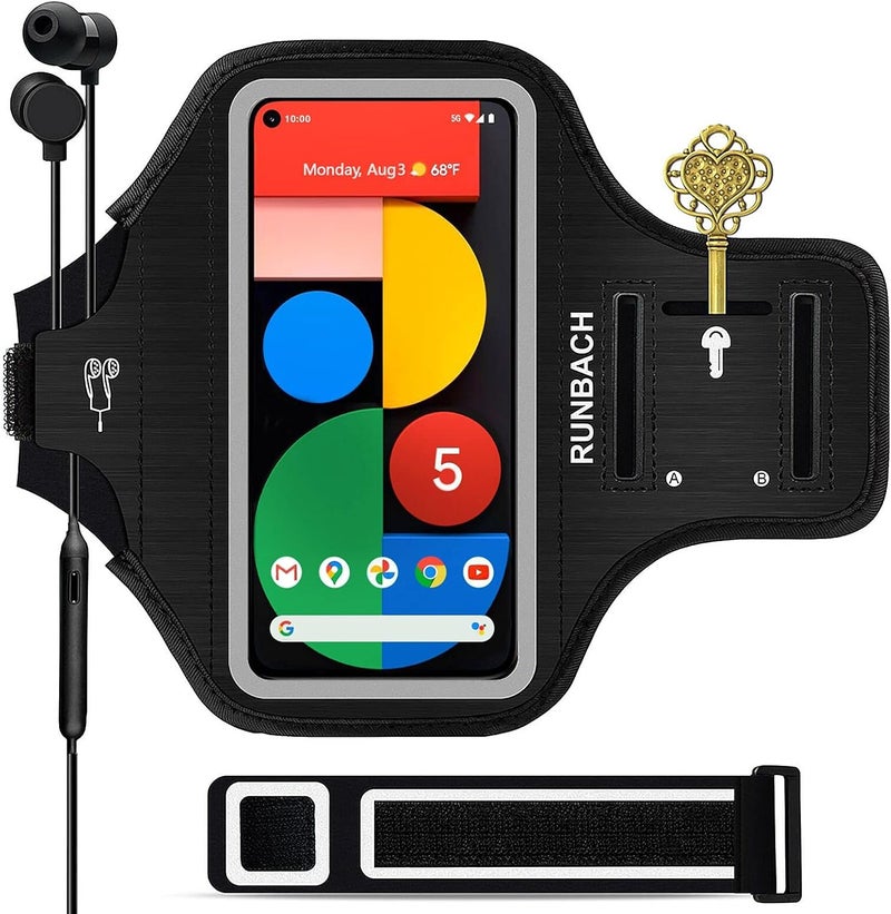 RUNBACH Running Armband for Google Pixel 8/7/6/6 Pro/5a/4XL/3a XL/3 XL, Running Exercise Case with Card Slot for Pixel (Black) - Image 1