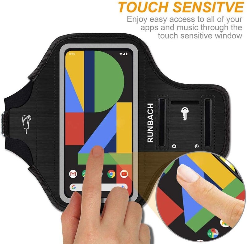 RUNBACH Running Armband for Google Pixel 8/7/6/6 Pro/5a/4XL/3a XL/3 XL, Running Exercise Case with Card Slot for Pixel (Black) - Image 3