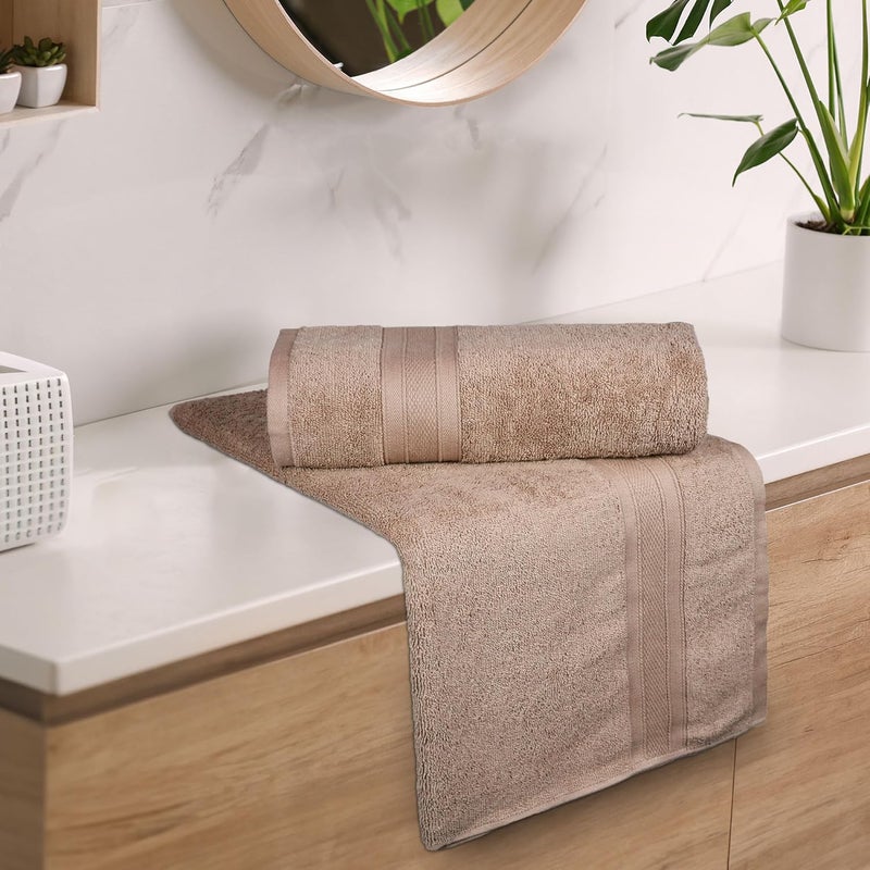Trident Soft Comfort Air Rich 100 Cotton Towels for Bath 500 GSM Large Size Bathroom Towels for MenWomen 2 Pc Bath Towel Set 69cm x 137cm Acorn - Image 2