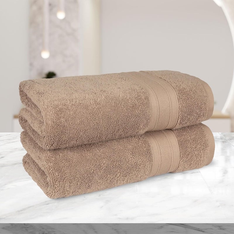 Trident Soft Comfort Air Rich 100 Cotton Towels for Bath 500 GSM Large Size Bathroom Towels for MenWomen 2 Pc Bath Towel Set 69cm x 137cm Acorn - Image 4