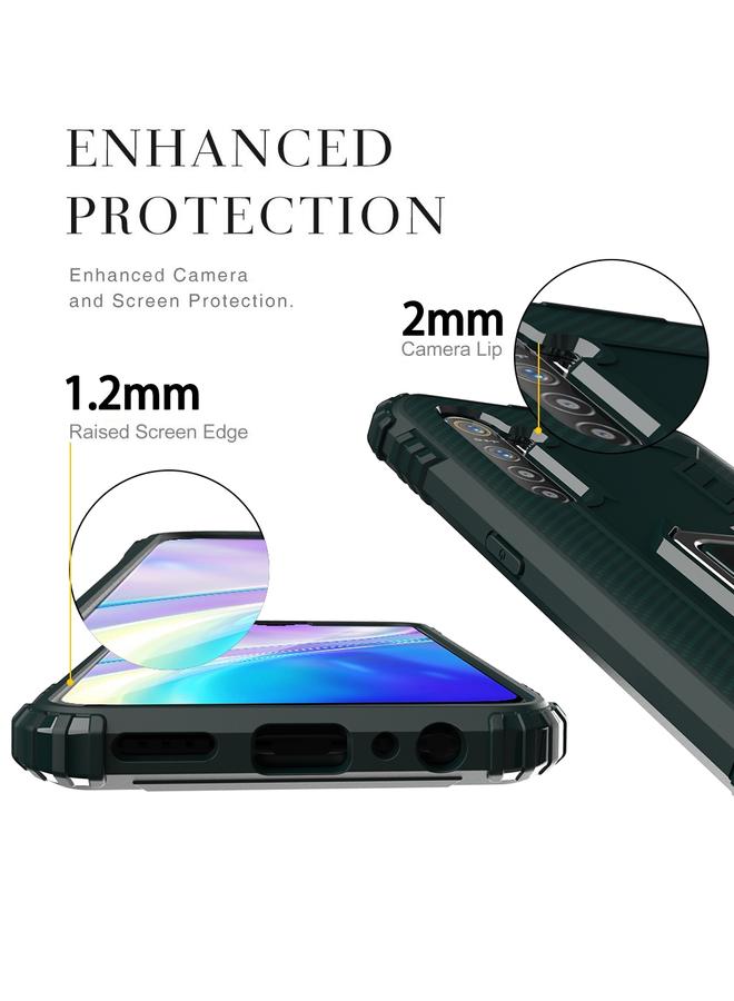 اس-توب جراب لهاتف OPPO A91 وF15 وReno3 جراب واقٍ من ألياف الكربون مع حامل حلقي يدور 360 درجة - Image 2