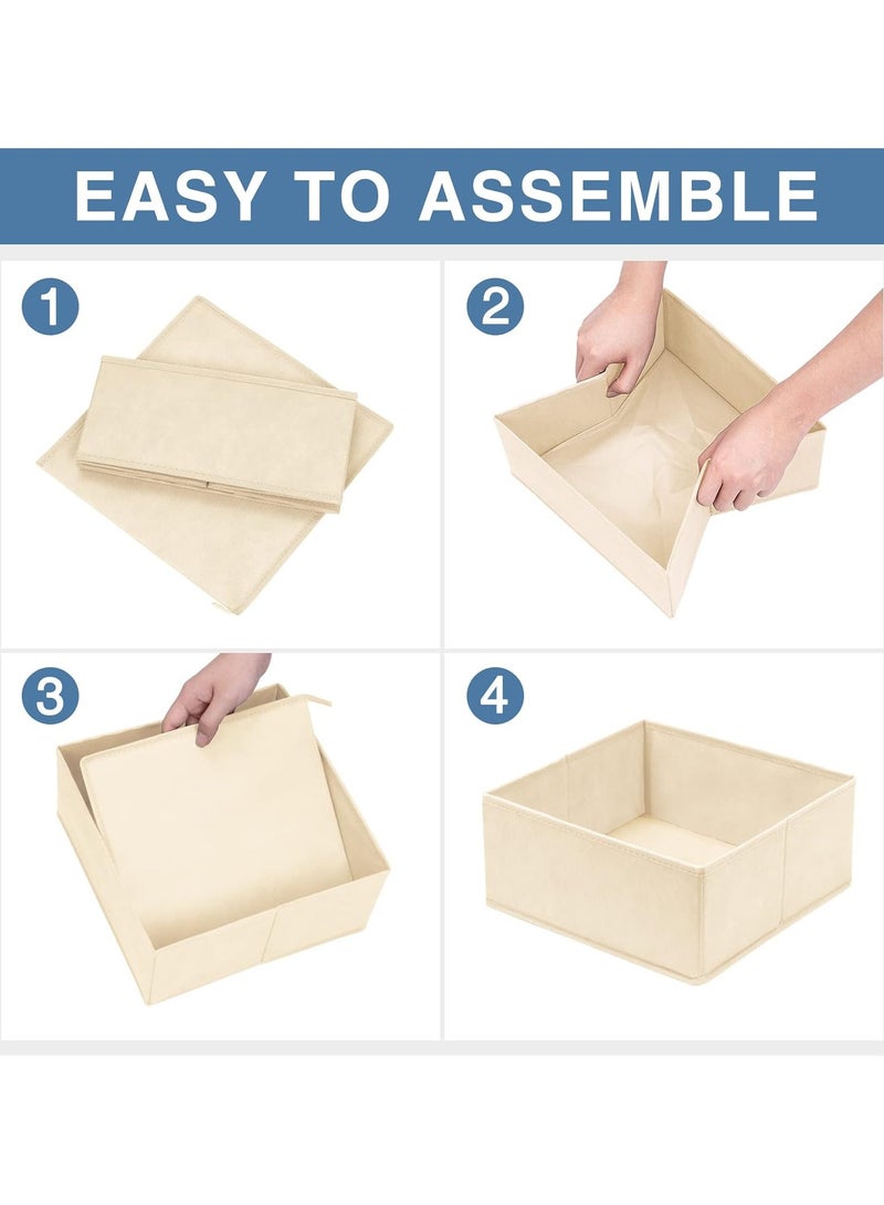 Drawer Organizer Clothes 12 Pack, Dresser Organizer for Nursery Bedroom Closet Organization and Storage - Baby Clothes Organizer Bins - Drawer Divider for Sock Underwear Bra Ties (Beige) - Image 3