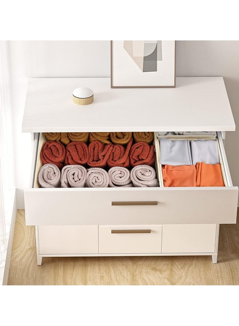 Drawer Organizer Clothes 12 Pack, Dresser Organizer for Nursery Bedroom Closet Organization and Storage - Baby Clothes Organizer Bins - Drawer Divider for Sock Underwear Bra Ties (Beige) - Image 2