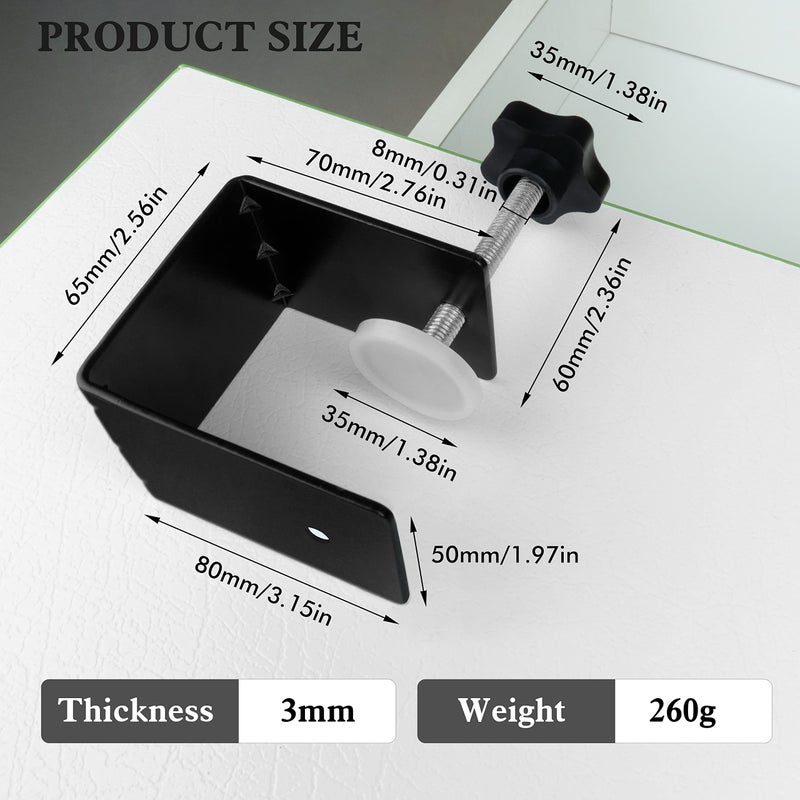 ViewReal Large Drawer Front Panel Installation Clamps Cabinet Hardware Jig C Clamps 3mm Thicker Drawer Drill Hole Guide U Clamp with Big Silicone Protective Pads(4 Pack) - Image 2