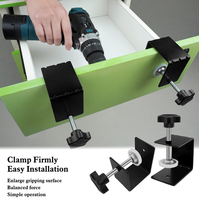 ViewReal Large Drawer Front Panel Installation Clamps Cabinet Hardware Jig C Clamps 3mm Thicker Drawer Drill Hole Guide U Clamp with Big Silicone Protective Pads(4 Pack) - Image 5