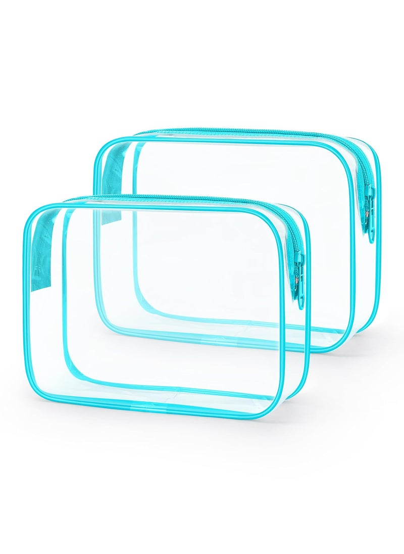 Wedama Wedama TSA Approved Toiletry Bag, Cosmetic Bags 2 Pack with Zipper Carry on Airline Airport Travel Accessories, PVC Makeup Bags for Travel, Quart Size Travel Bags for Men and Women-Mint Green 