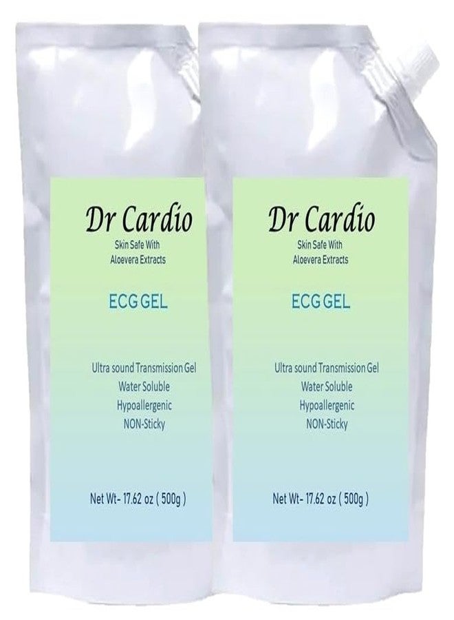 Dr Cardio دكتور كارديو ألتراسونيك | جل تخطيط القلب الكهربائي، معتمد من ISO، تم اختباره ميكروبيولوجيًا، آمن على الجلد للاستخدام مع الموجات فوق الصوتية | EUSG | دوبلر | التصوير بالموجات فوق الصوتية | العلاج الطبيعي، 2 × 500 غرام، شفاف - Image 1