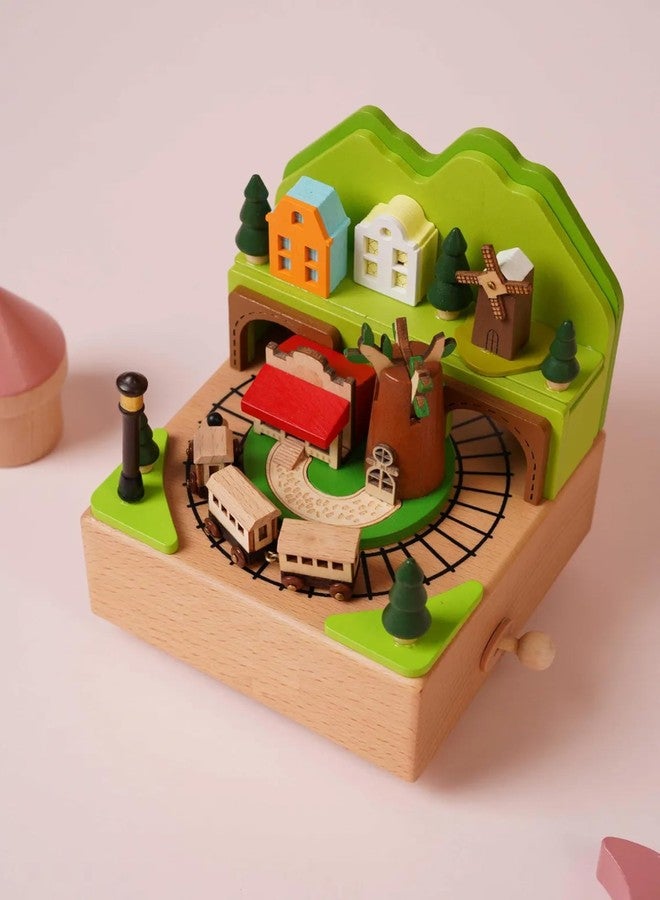 AUGEN Exclusive Music Box Musical Boxes Carousel Children's Boutique Wooden Men and Women Birthday Creative Christmas Valentine's Day Gift Home Decoration (1086F2) - Image 4