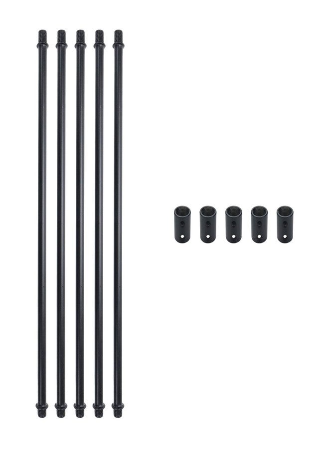 Pastlla 5 Sets M10 Straight Pipe Lamp Stem Kit with Connector Coupling Lamp Rod Hardware Light Fixture Parts Replacement, 11.9" Long，Black - Image 1