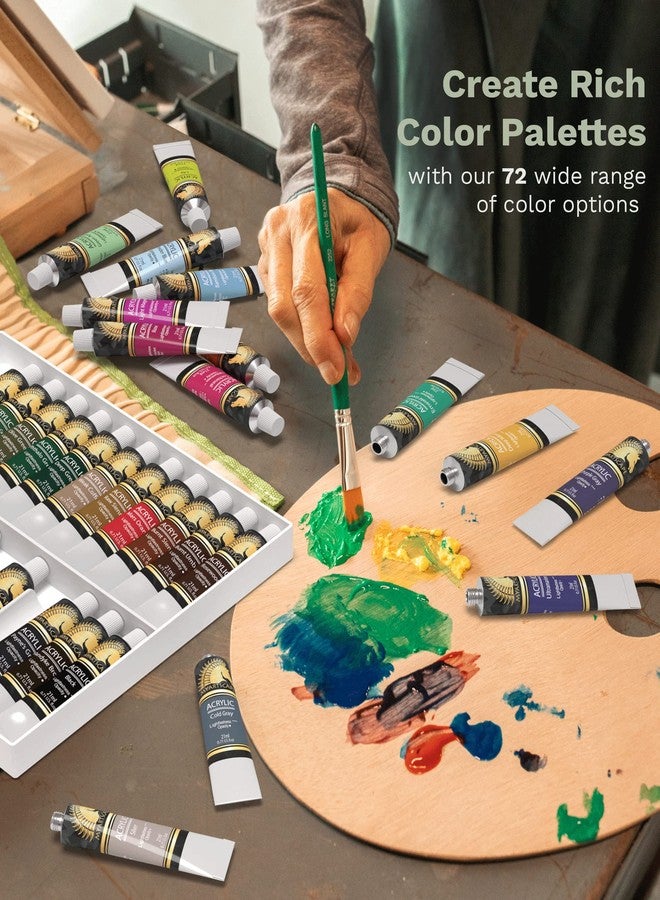 MyArtscape Acrylic Paint Set - 72 x 21ml Tubes with 3 Paint Brushes Art Supplies - Artist Quality Paints - Lightfast - Heavy Body - Highly Pigmented Colors with Great Coverage - Professional Art - Image 4