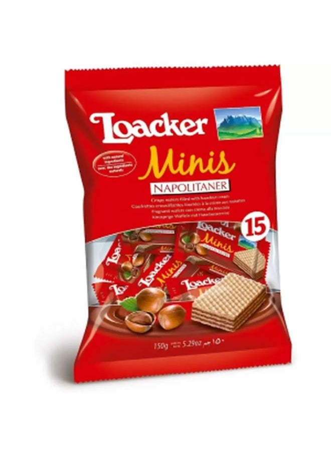 Loacker Loacker Minis Napolitaner Crispy Wafer With Hazelnut Cream 10gms- 15pcs 