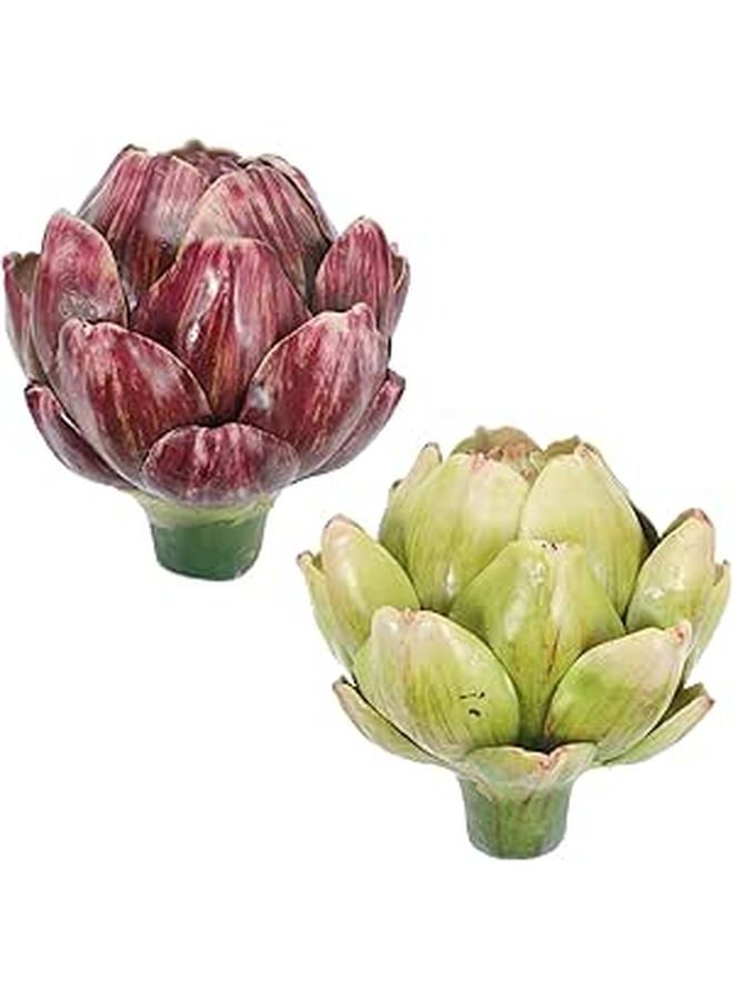 خرشوف اصطناعي ديكور أخضر أرجواني خضروات وهمية عرض لمطبخ طاولة منزل زفاف - Image 1