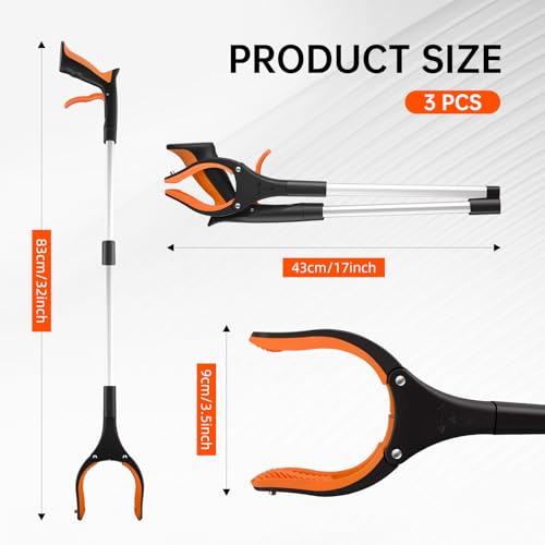 NOEAIKE Grabber Reacher Tool3Pack 32 Foldable Reacher Grabber Pickup Tool with 360 Rotating Jaw Magnetic Tip GarbageTrash Picker Upper GrabberLightweight Grabbers for SeniorsElderly - Image 5