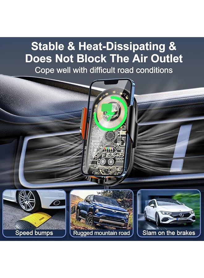 KASTWAVE Wireless Car Phone Mount With Qi 15W Fast Charging Auto Clamp For 4.7 To 7.2 Inch Devices - Image 5