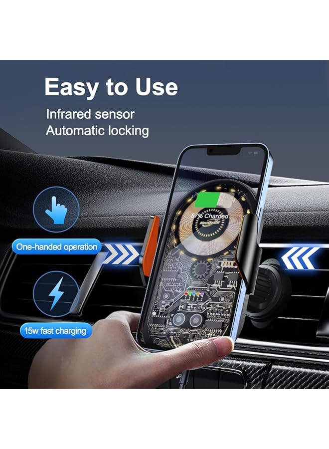 KASTWAVE Wireless Car Phone Mount With Qi 15W Fast Charging Auto Clamp For 4.7 To 7.2 Inch Devices - Image 3