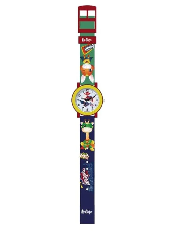 لي كوبر Lee Cooper Kids PC21S Movement Watch, Analog Display and Silicone Strap - LC.K.2.869, Green/Blue