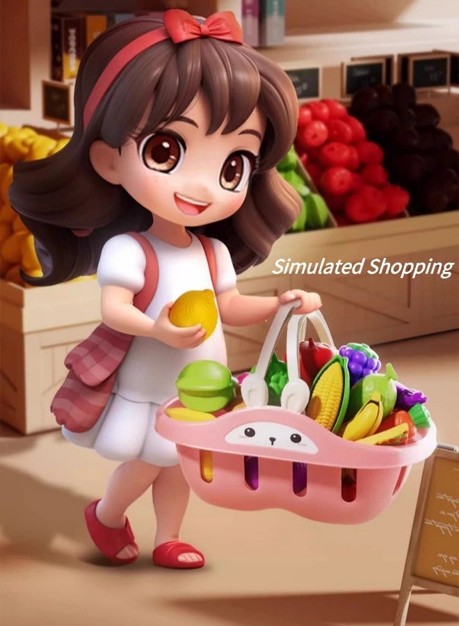 Toyzey Children's simulated food cutting fruit and vegetable toy set 51 pieces, role play toy set for boys and girls, with storage basket and various accessories, is a great gift for toddlers aged 1-3 - Image 3