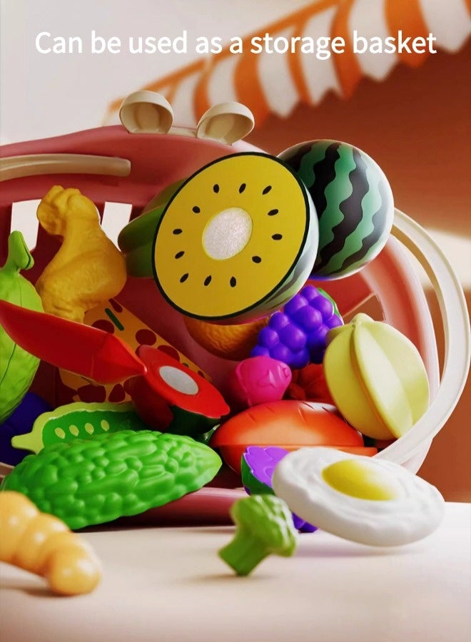 Toyzey Children's simulated food cutting fruit and vegetable toy set 51 pieces, role play toy set for boys and girls, with storage basket and various accessories, is a great gift for toddlers aged 1-3 - Image 5
